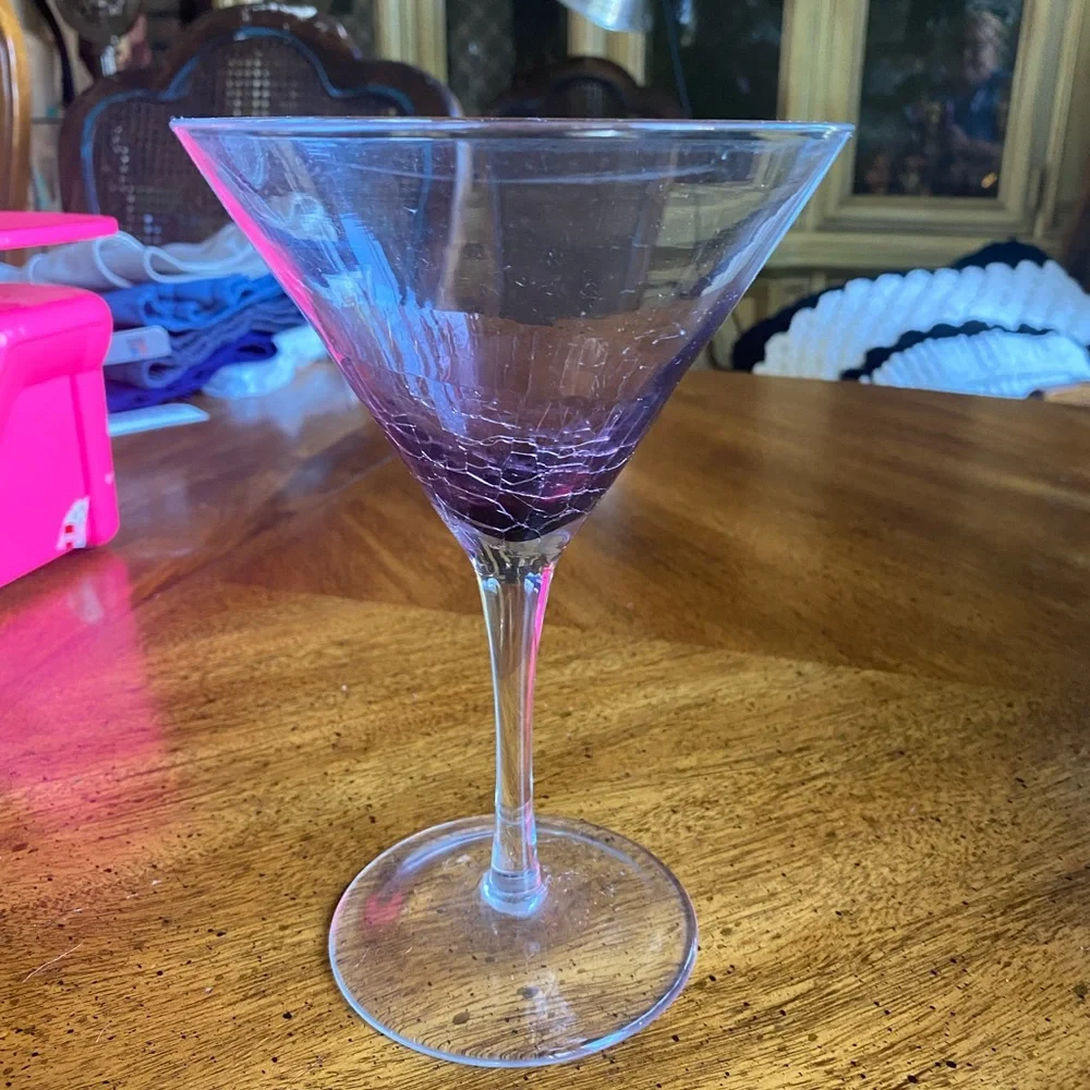 Pier 1 Purple Crackle Martini Glass